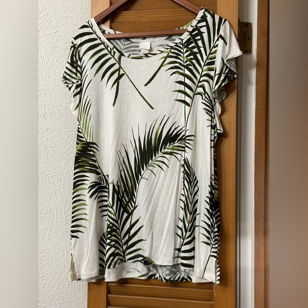 H&M White/Palm Blouse Size XL